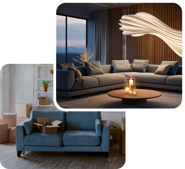 Modern living room sofa set with decorative lighting and 30+ years of furniture upholstery experience in Dubai by Topform