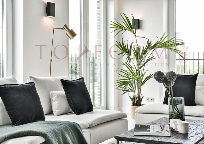 Modern grey sofa with premium fabric and cushions – Sofa Upholstery service in Dubai by Topform