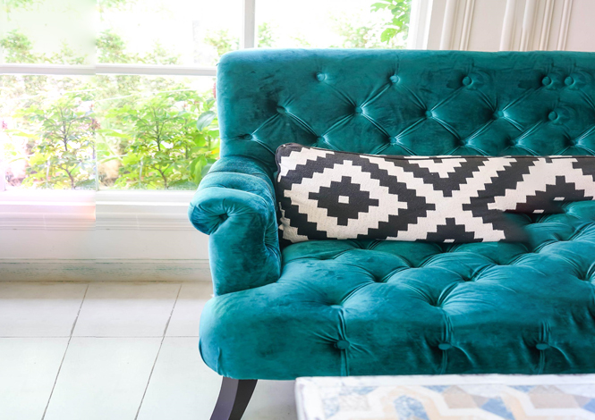 Teal armchair with tailored fabric and padding – Armchair Upholstery in Dubai