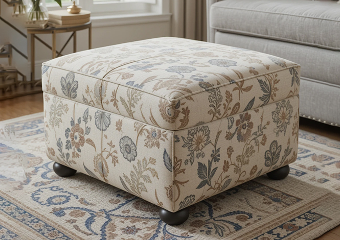 Patterned ottoman with rich textured fabric – Ottoman Upholstery in Dubai
