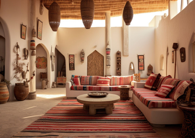 Classic Arabic-style seating with warm fabric – Traditional Seating Upholstery in Duba