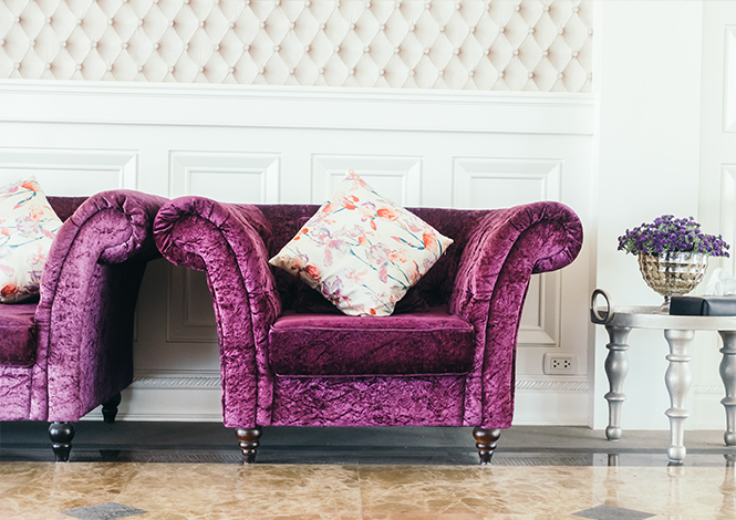 Velvet sofa upholstery showcasing elegant texture and design.