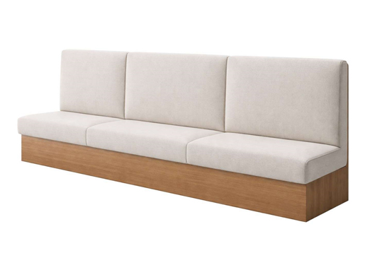 Custom built-in office seating upholstery with cushioned bench and modern fabric finish