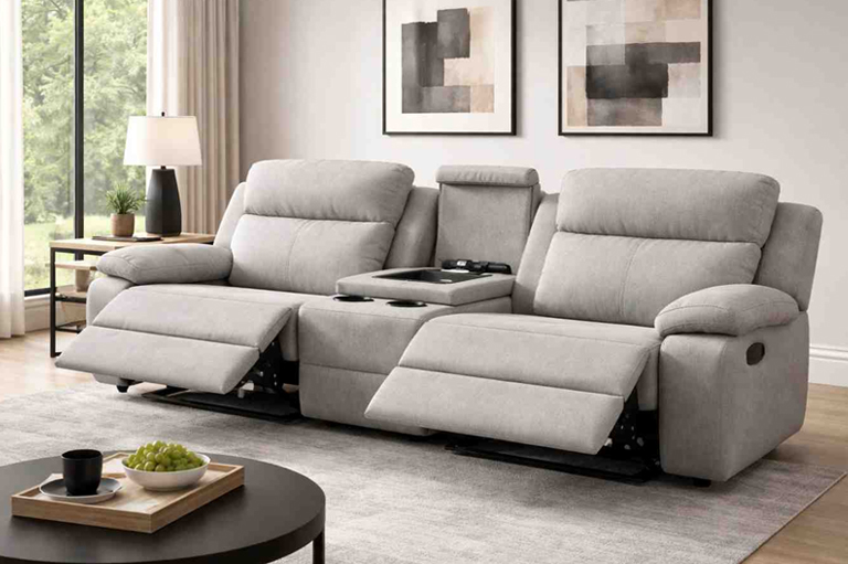 Modern custom made reclining sofa with adjustable footrest for ultimate comfort