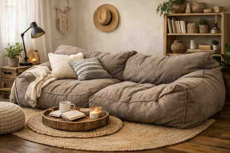 Soft custom made bean bag sofa with relaxed and casual lounge seating