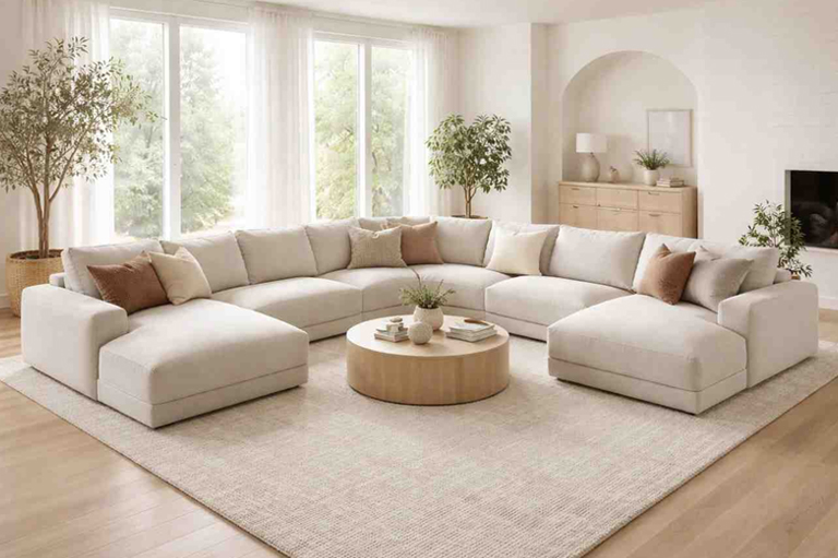 Elegant custom made sectional sofa with modular seating design