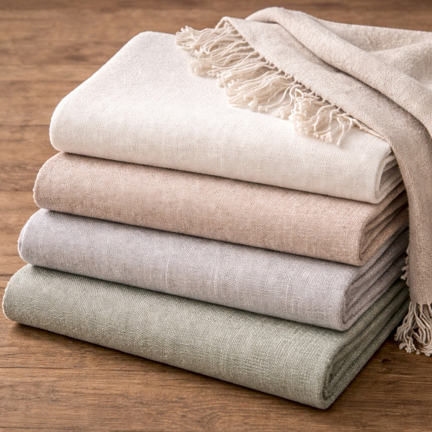 Linen and cotton blend upholstery fabrics in neutral shades for sofa reupholstery