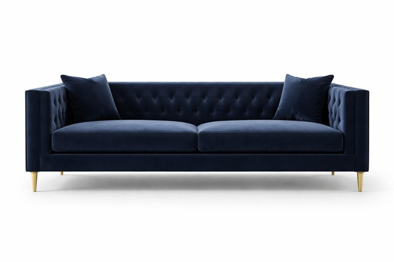 Elegant custom made tuxedo sofa with straight arms and sophisticated boxy style