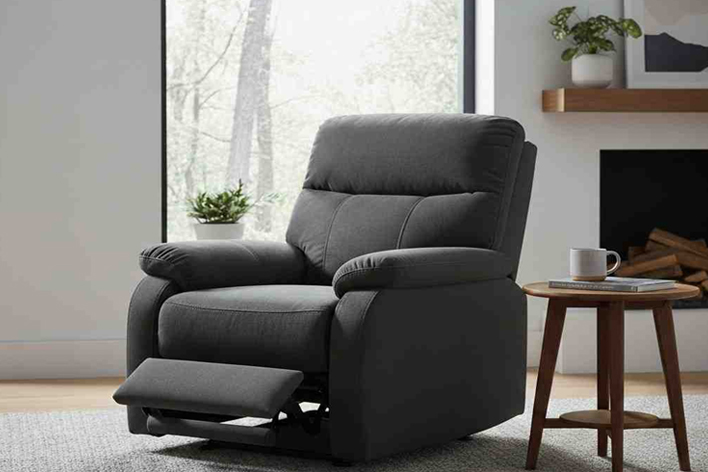 Comfortable custom recliner chair with footrest in modern living room interior Dubai