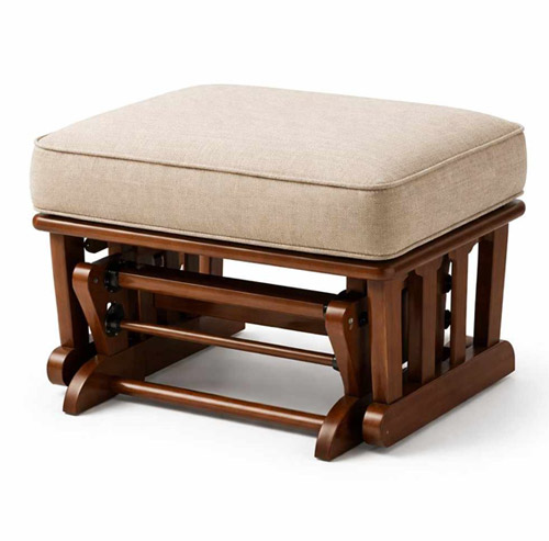 Custom made glider ottoman with cushioned seat and wooden rocking base
