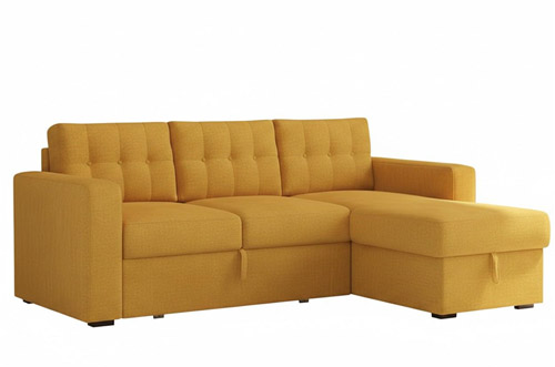 Mustard yellow convertible sectional sofa bed with chaise extension