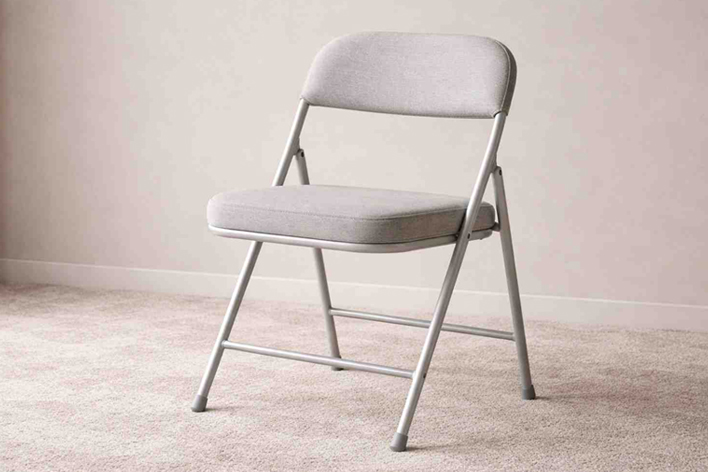 Lightweight folding chair with cushioned seat and metal frame for portable seating