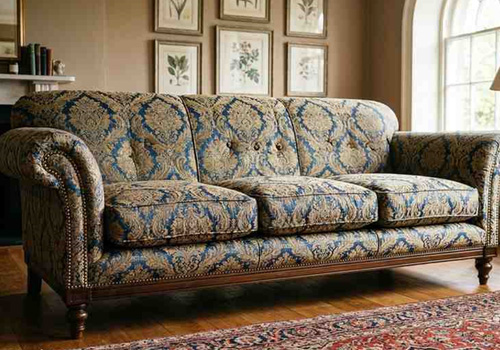 Brocade sofa upholstery fabric with intricate woven patterns for luxury and statement sofas
