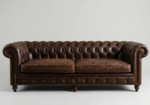 Full-grain leather sofa upholstery with natural texture and long-lasting durabilit