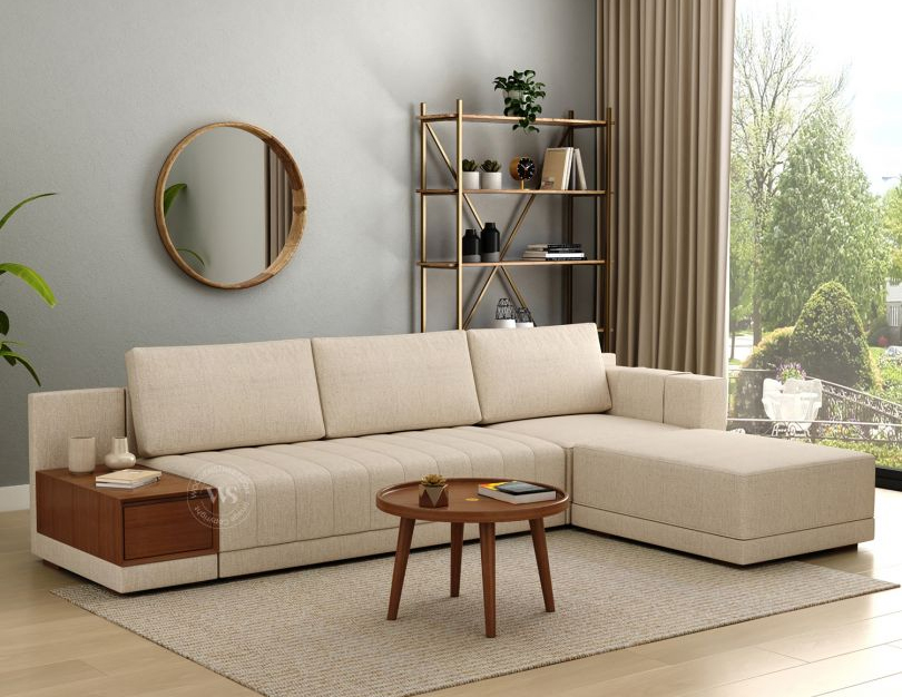 Sectional sofa upholstery with modern multi-piece design and seamless fabric finish