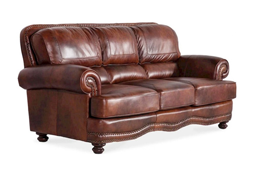 Top-grain leather sofa upholstery with smooth finish and balanced durability