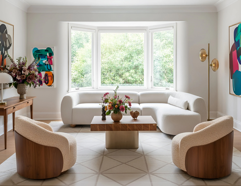 Sofa chaise upholstery with extended seating and seamless modern design