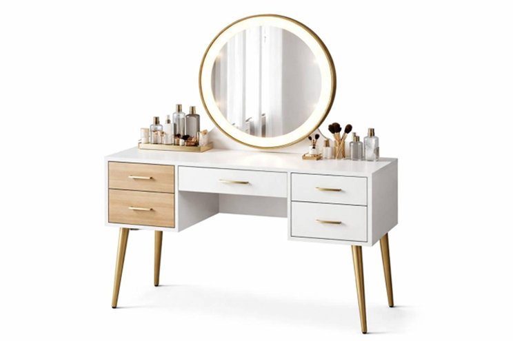 Custom dressing table with mirror, drawers, and modern design