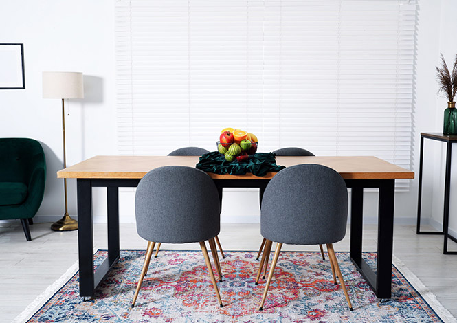 Modern dining chair upholstery with fabric seating in dining room