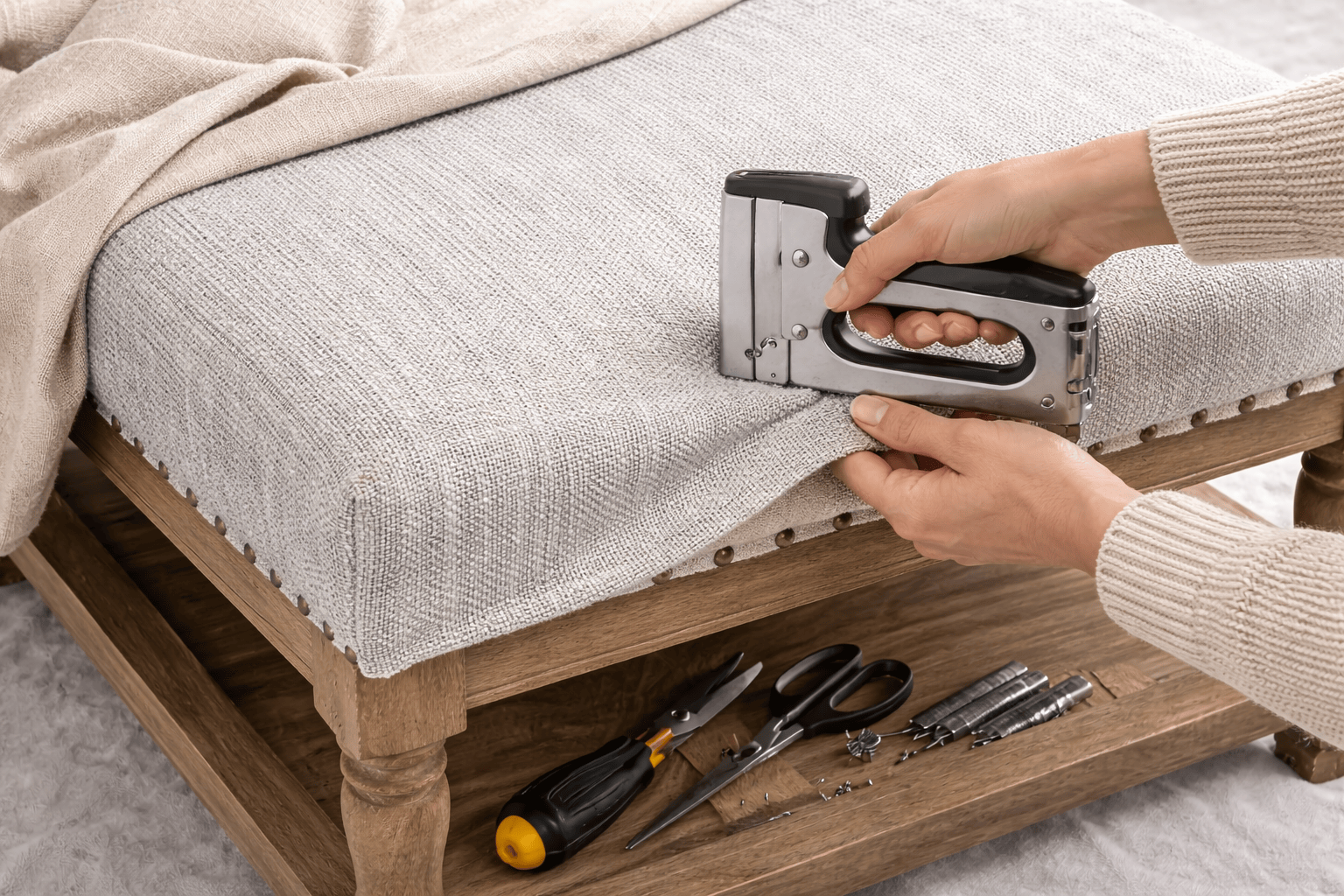 Furniture Fabric replacement and reupholstery process