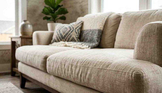 Linen fabric Furniture upholstery with breathable natural finish