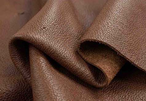 Genuine leather material with natural grain texture