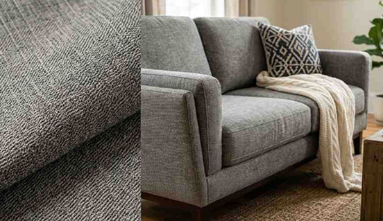Polyester fabric upholstery with durable and smooth texture