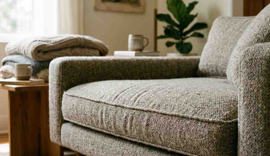 Wool fabric furniture upholstery with warm and textured finish
