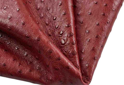 Ostrich leather upholstery with distinctive textured pattern
