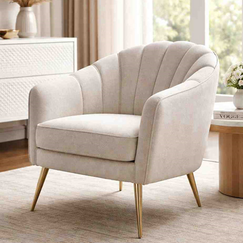 Accent armchair with modern design and soft fabric upholstery