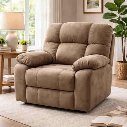 Microfiber upholstered armchair with soft fabric and plush cushioning