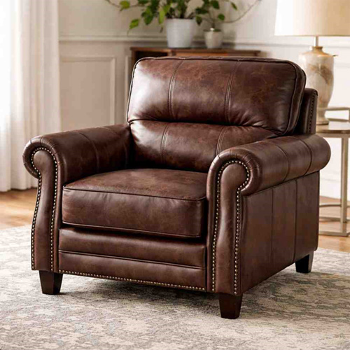 Faux leather upholstered armchair with durable and modern look