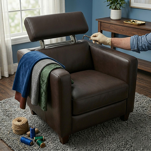 Recliner chair with adjustable headrest modification, enhancing comfort and ergonomic support